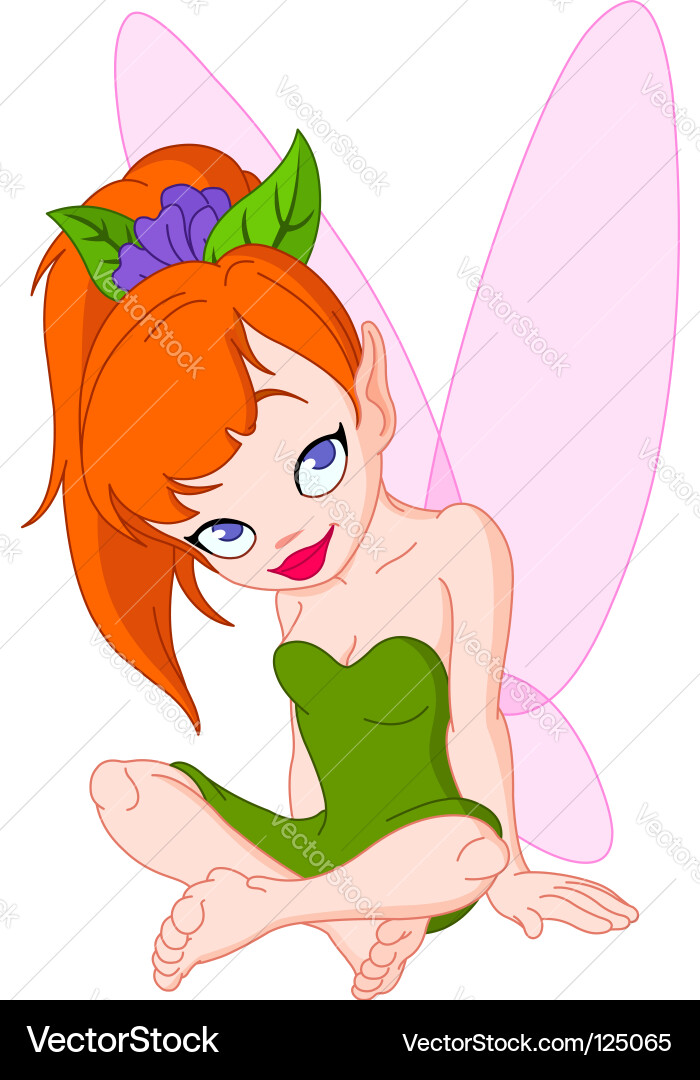 Adorable Fairy Sitting Vector Image