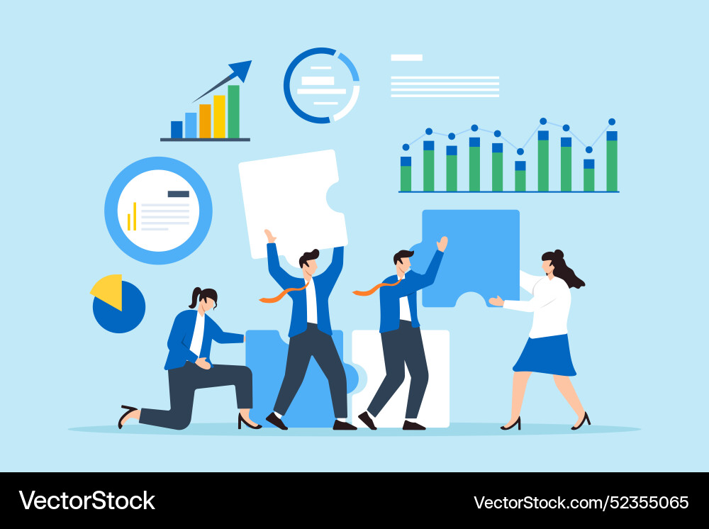 Assembling market strategies comprehensive data Assembling market strategies comprehensive data vector image
