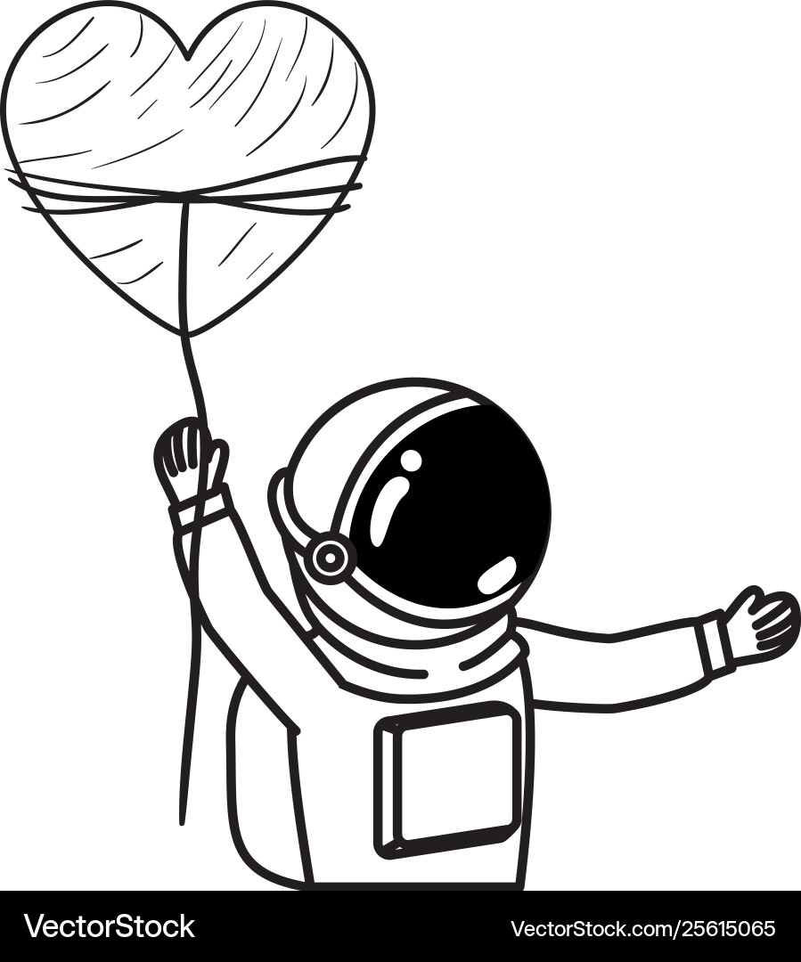 Astronaut with spacesuit and heart in white Astronaut with spacesuit and heart in white Vector Image