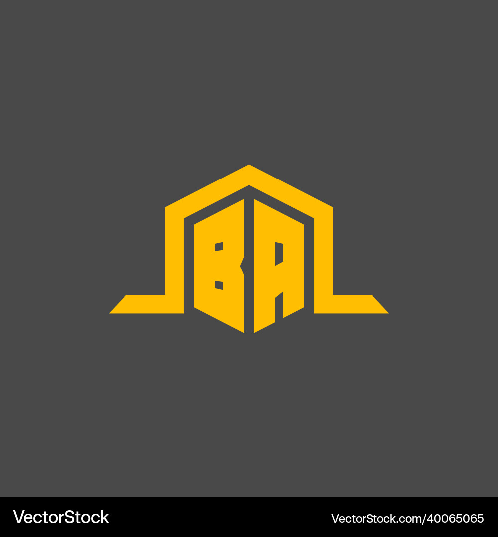 Ba monogram initial logo with hexagon style design Vector Image