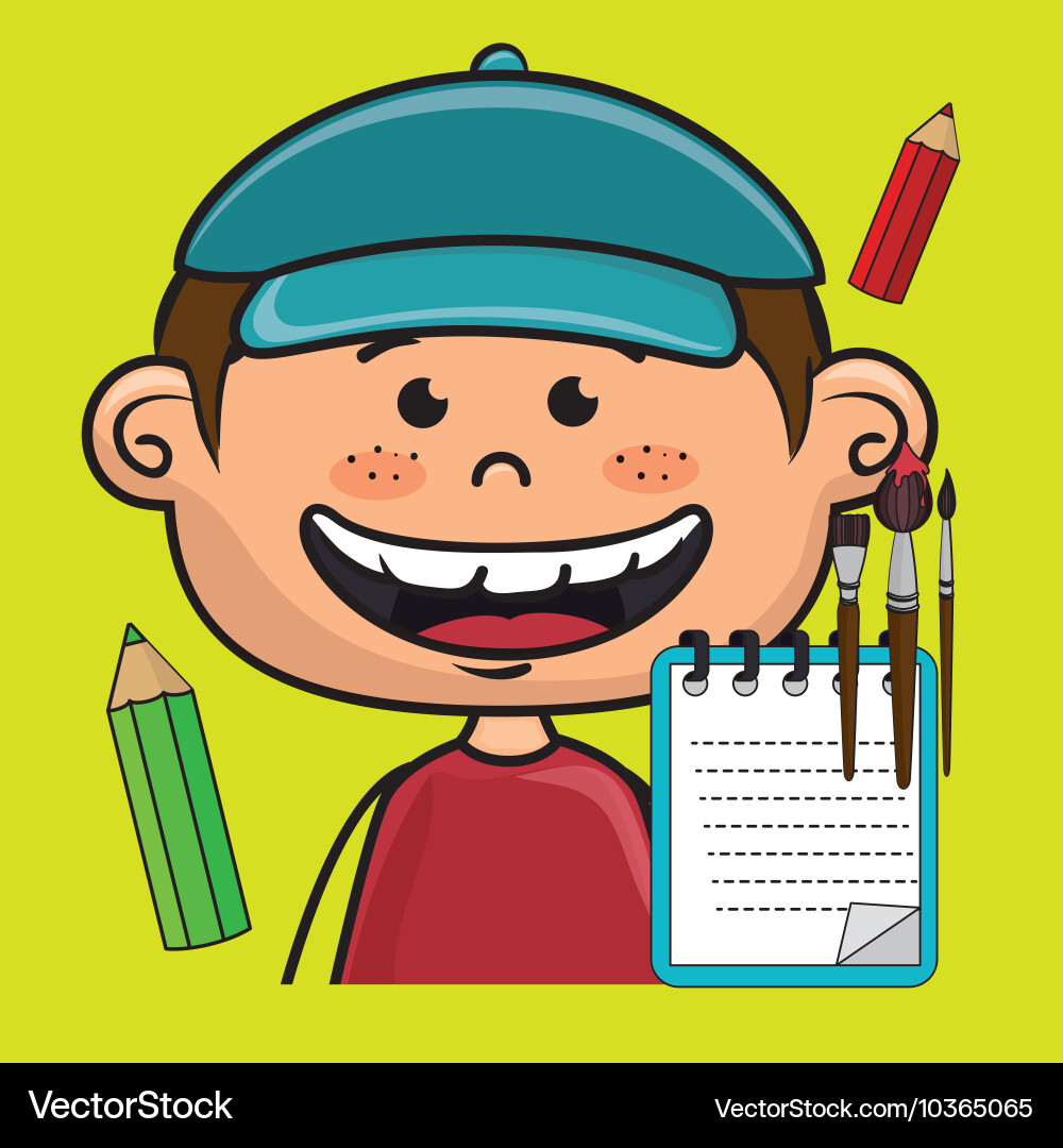 Character cartoon child notebook Vector Image