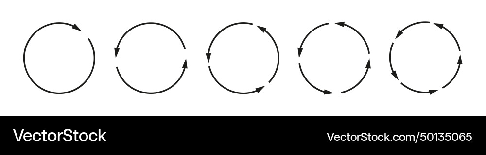 Circle arrow icon set interconnecting round Circle arrow icon set interconnecting round vector image