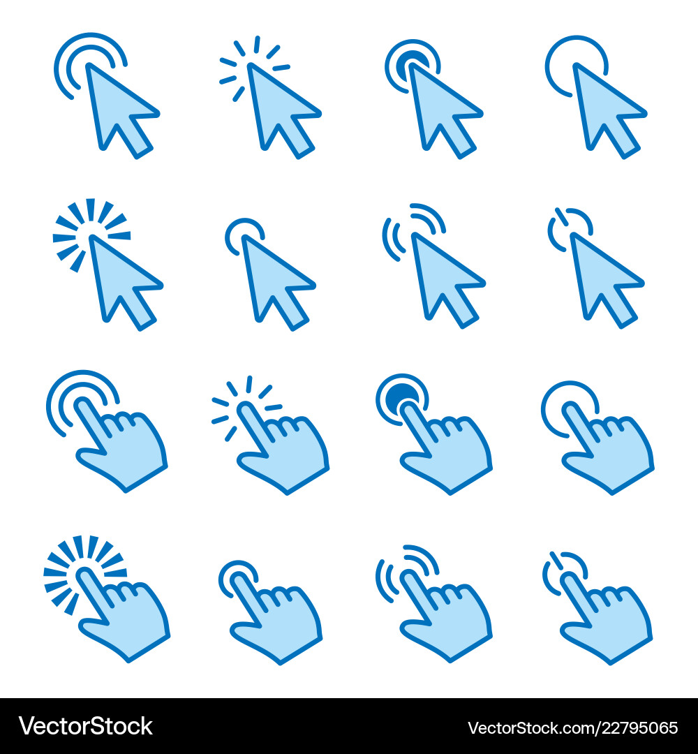 Click Line Icon Set - Minimalist vector image