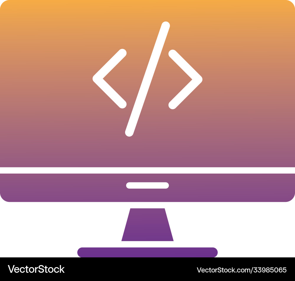 Desktop computer monitor with code degradient Desktop computer monitor with code degradient Vector Image