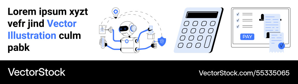 Digital automation process with robot assistant Digital automation process with robot assistant vector image