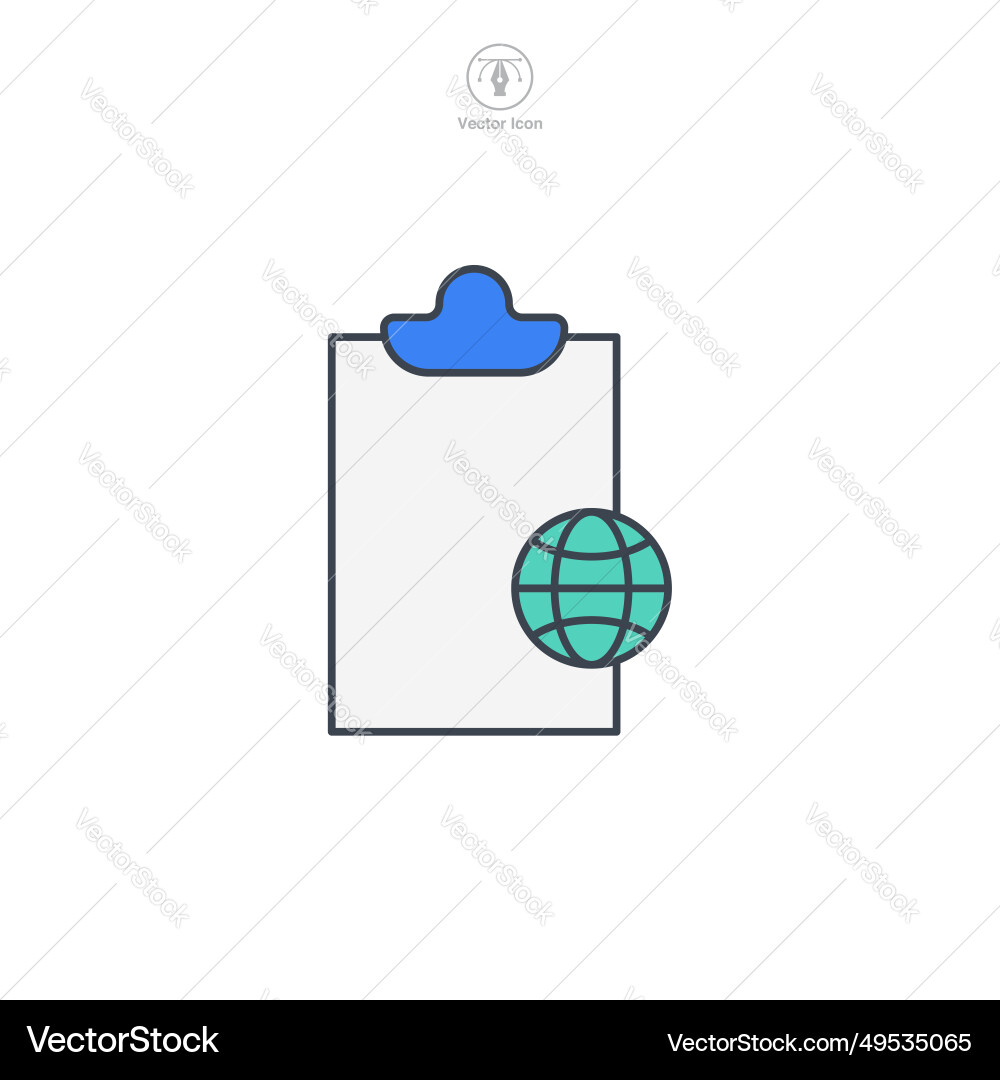 Document with a globe icon symbol isolated Document with a globe icon symbol isolated Vector Image