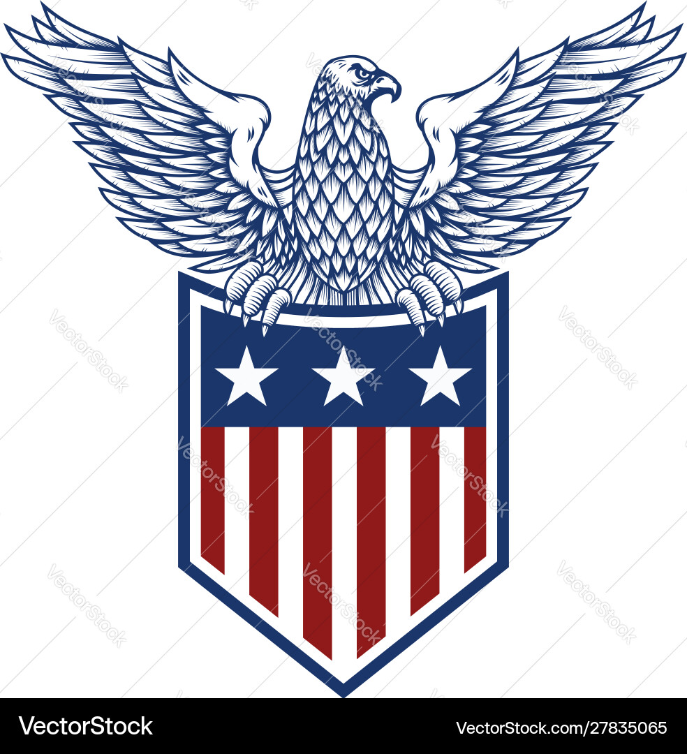 Emblems with eagles and usa flags design element Emblems with eagles and usa flags design element Vector Image