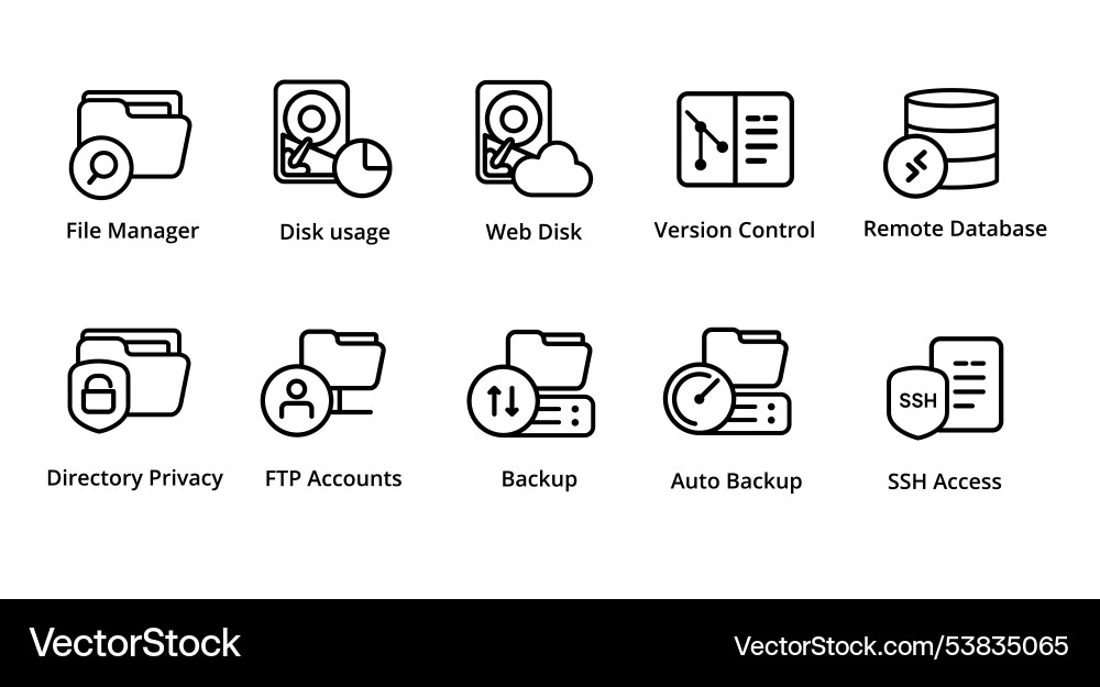 File manager disk storage remote privacy access vector image