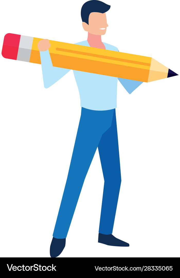 Man with pencil to write on white background Vector Image