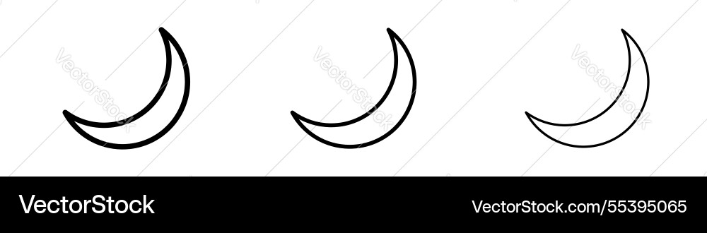 Moon icons in three different stroke lines Vector Image