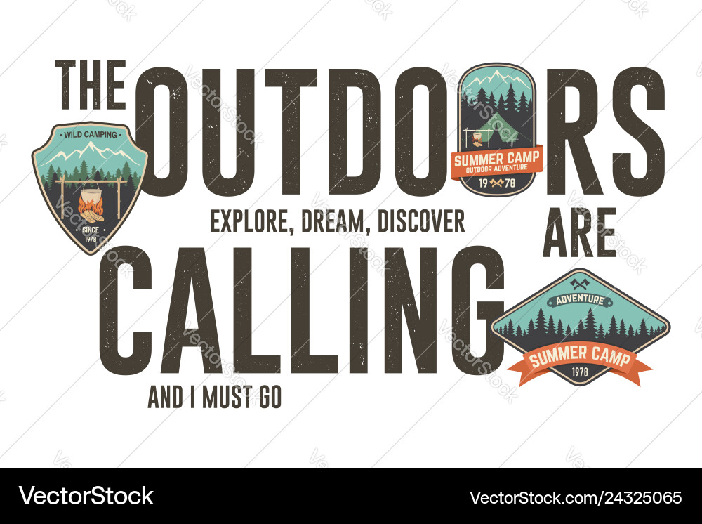 Outdoors are calling badge design graphic vector image