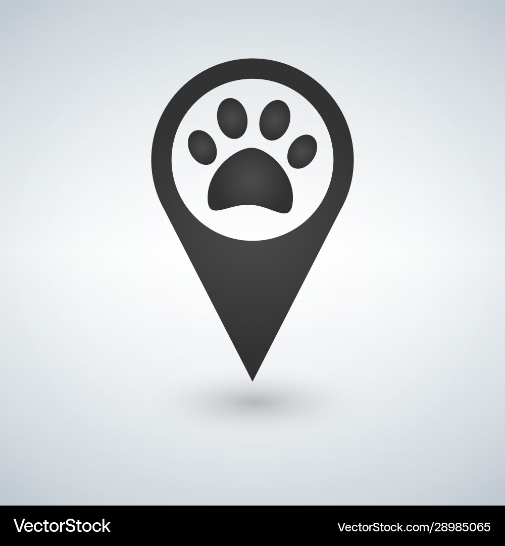 Paw Print Map Pointer Icon vector image