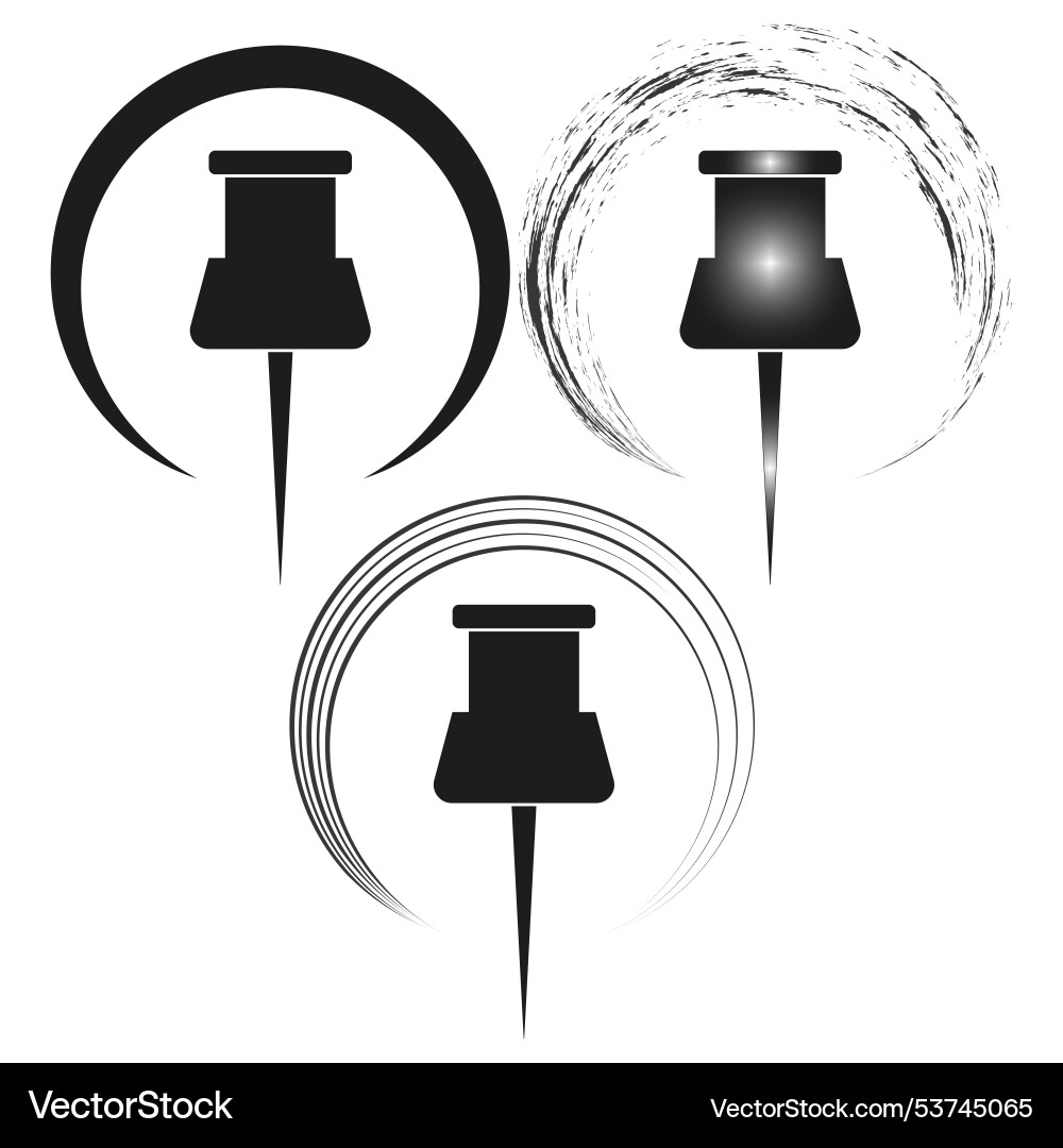 Pushpin icons set circular frame variations vector image