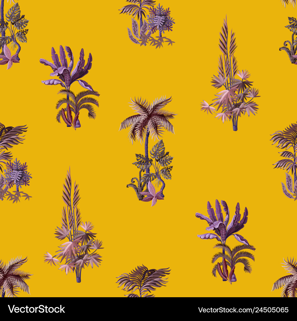 Seamless pattern with exotic trees such us palm Vector Image