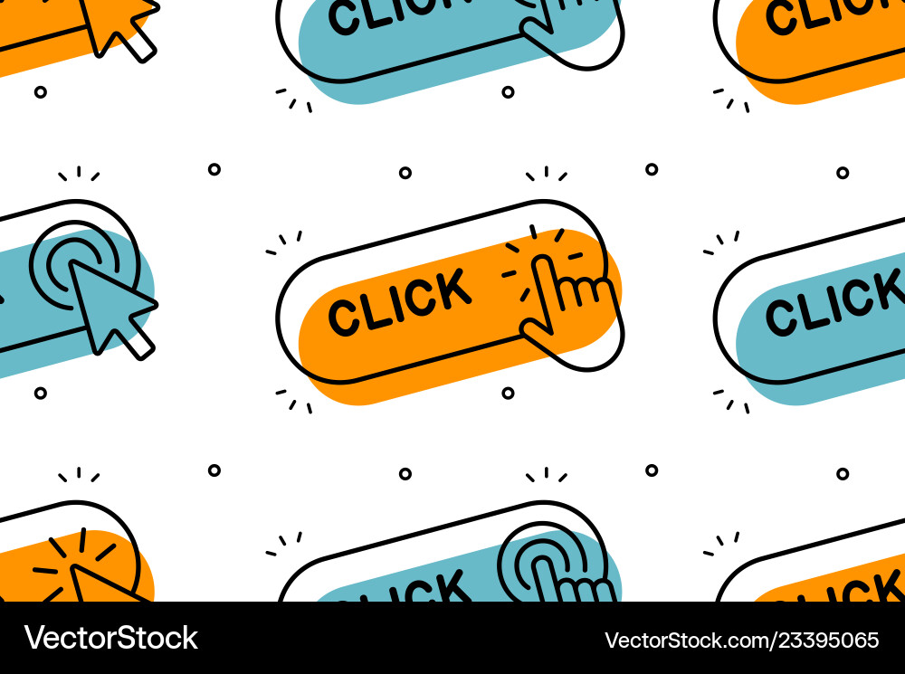 Seamless pattern with hand cursor and icons vector image