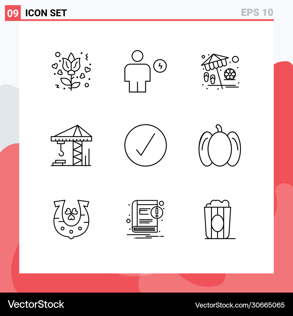 Set 9 outlines on grid for complete check Vector Image