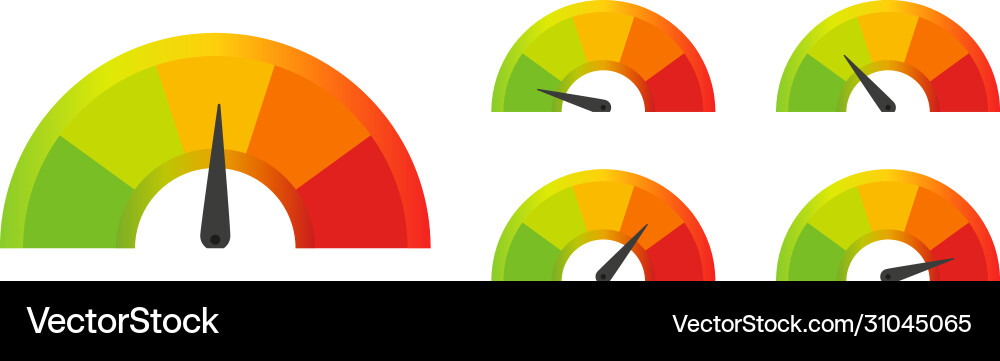 Set color speedometer in flat style Set color speedometer in flat style Vector Image