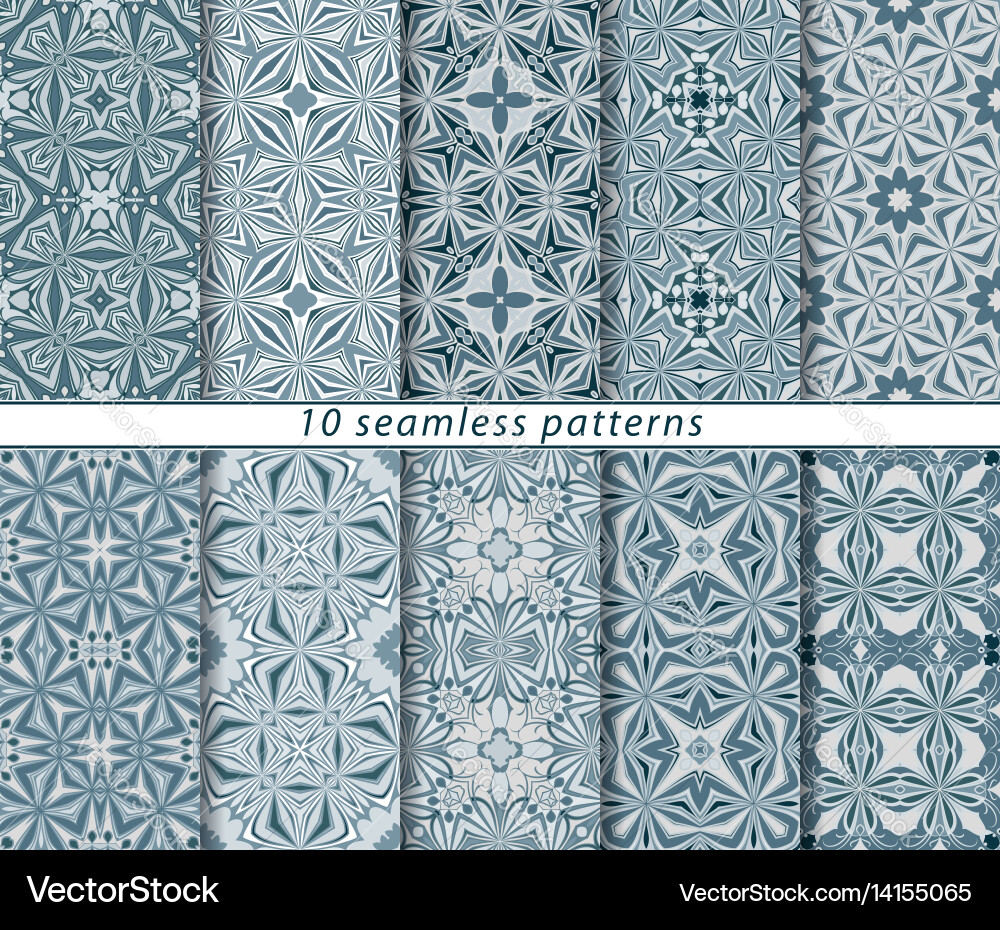 Set of ten seamless abstract patterns vector image
