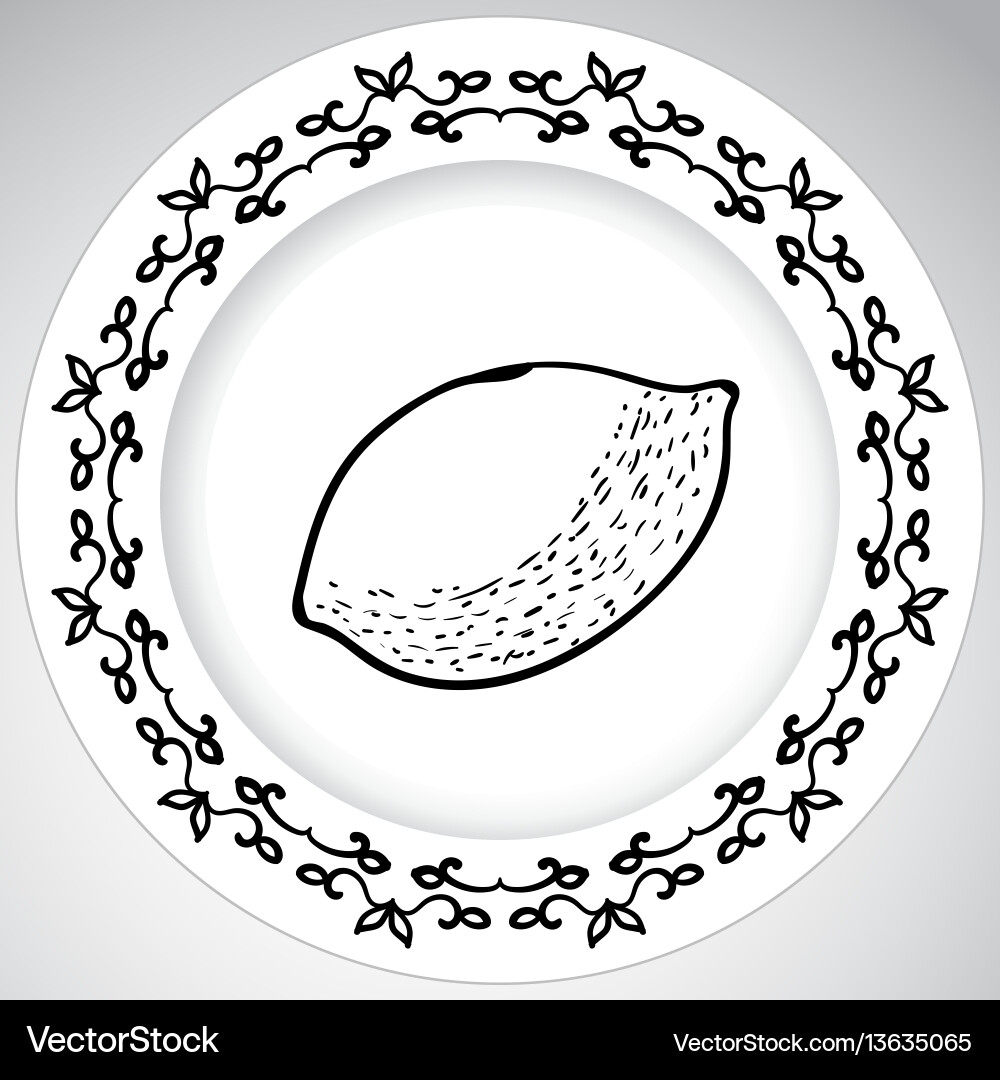 Template plates pattern with fruit in a graphic Template plates pattern with fruit in a graphic vector image