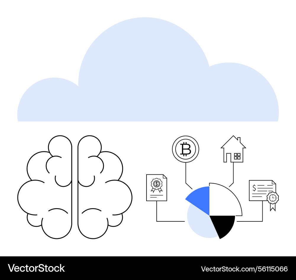 Cloud computing with brain Cloud computing with brain vector image