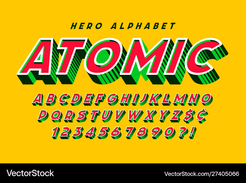 Comic 3D Alphabet Schriftart vektorbild