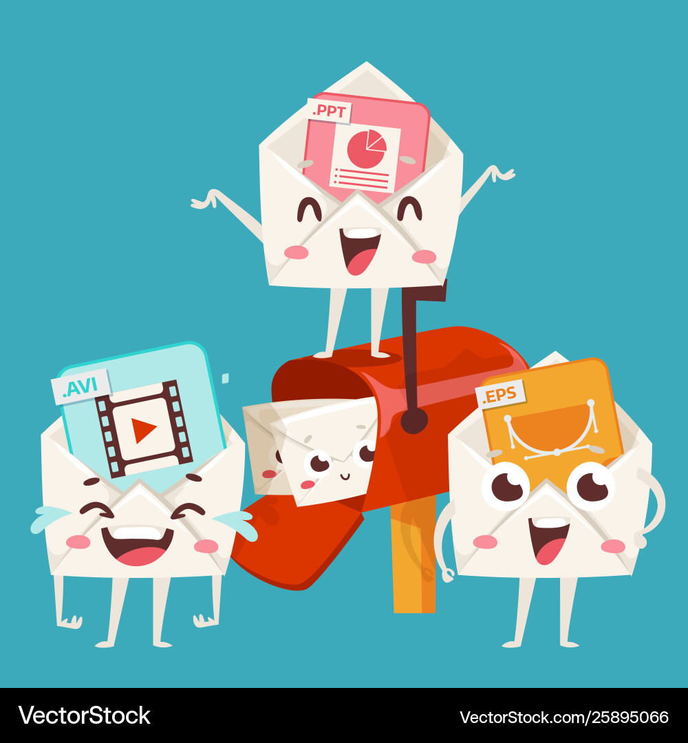 File extensions icons in envelopes banner File extensions icons in envelopes banner Vector Image
