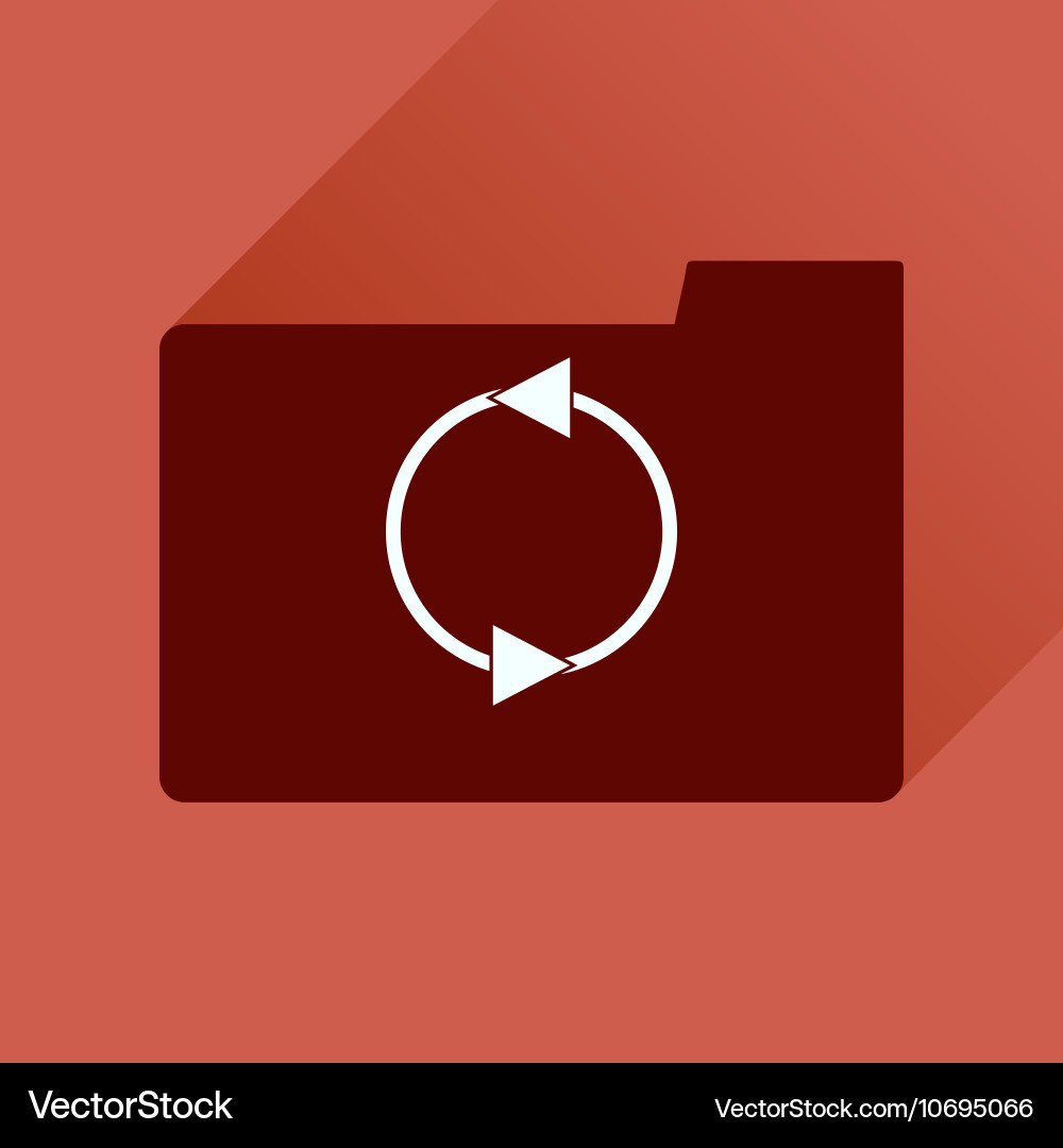 Flat icon with long shadow folder arrow vector image