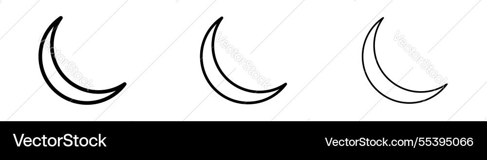 Moon icons in three different stroke lines Vector Image