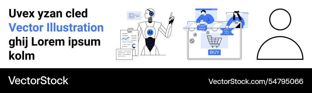 Robot analyzing data online shopping and user Robot analyzing data online shopping and user vector image