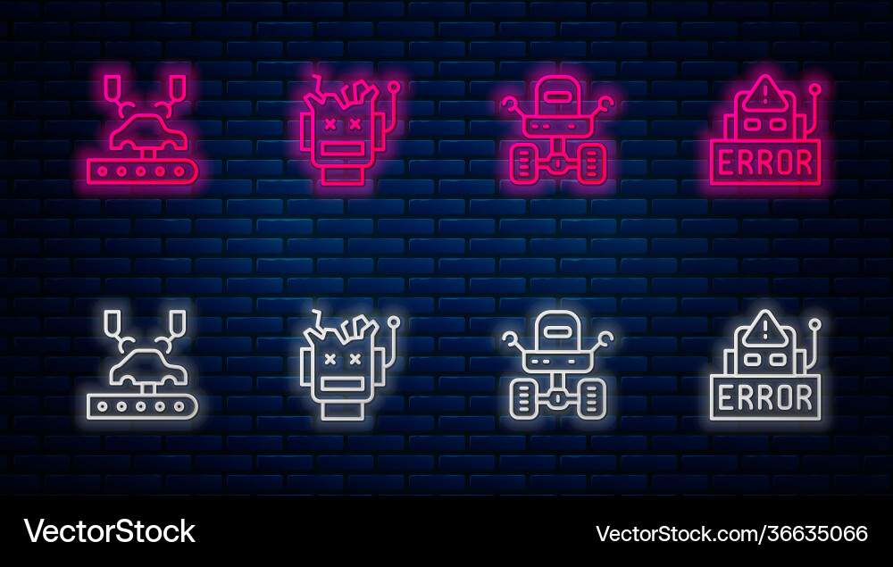 Set line broken robot mars rover robotic arm Set line broken robot mars rover robotic arm vector image