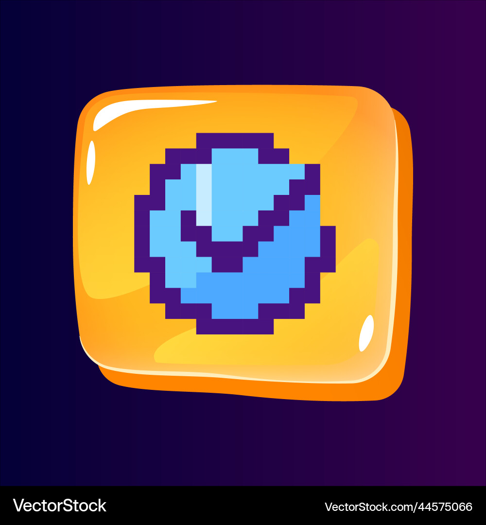 Tick im Kreis glänzende ui-Taste mit Pixel Tick im Kreis glänzende ui-Taste mit Pixel Vektorbild