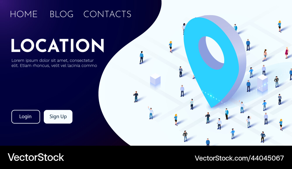 3d map marker with people crowd navigation Vector Image