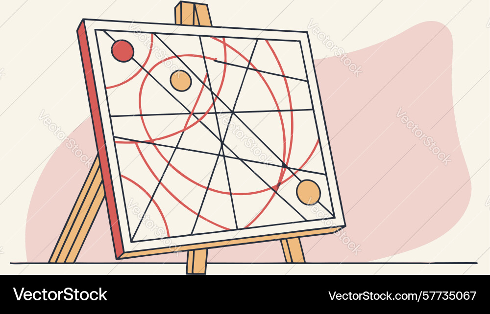 Artistic easel with canvas and abstract artwork vector image