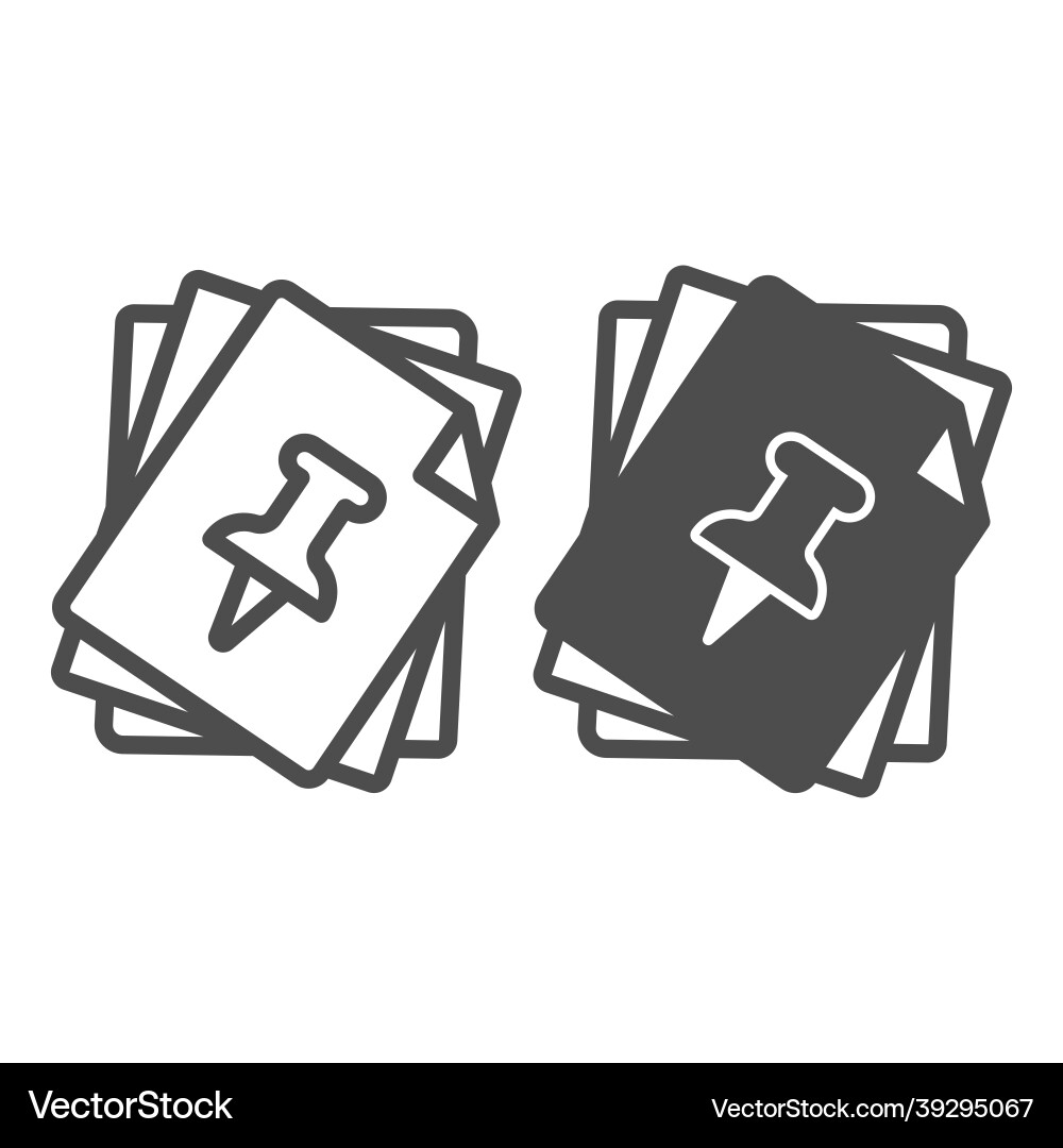 Bundle of paper sheets page with push pin line Vector Image