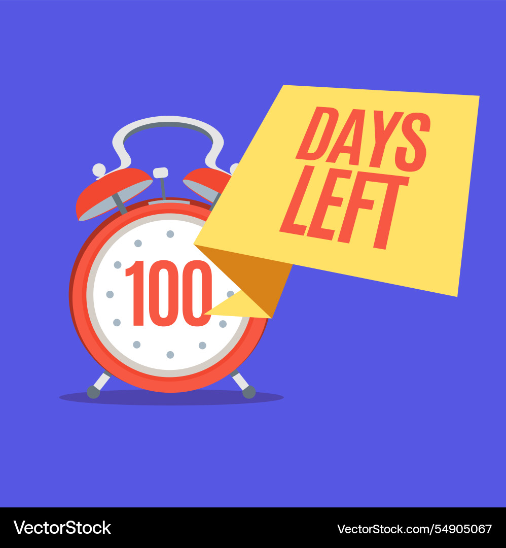 Cartoon Farbe Alarm Uhr und hundert Tage links Cartoon Farbe Alarm Uhr und hundert Tage links vektorbild
