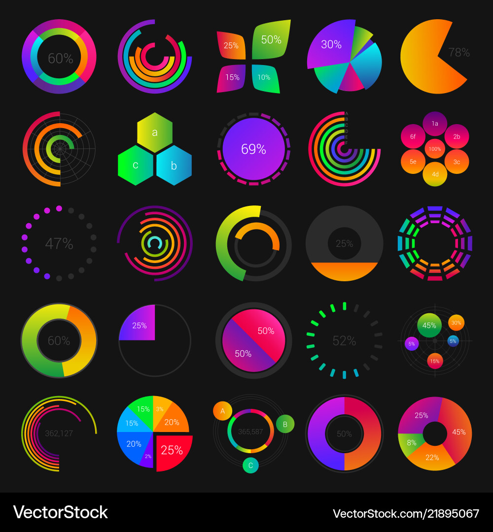 Circle & Pie Charts - Data Visualizations vector image