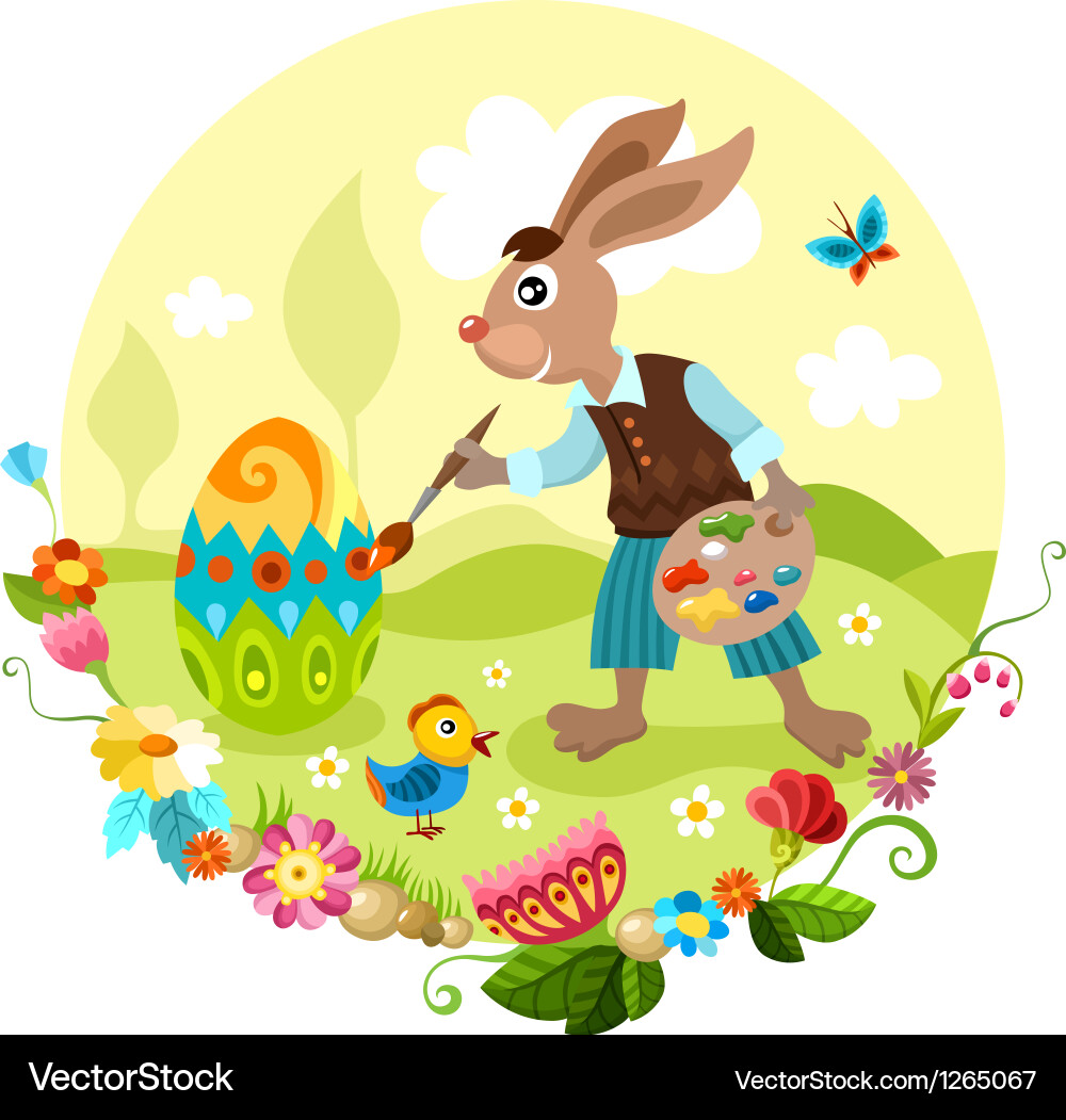 Cute Easter Card with Butterflies Vector Image