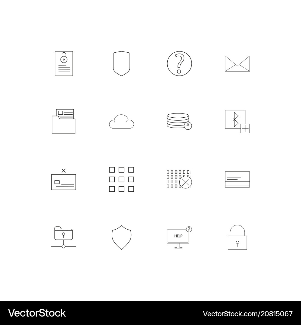 Cyber security linear thin icons set outlined Vector Image