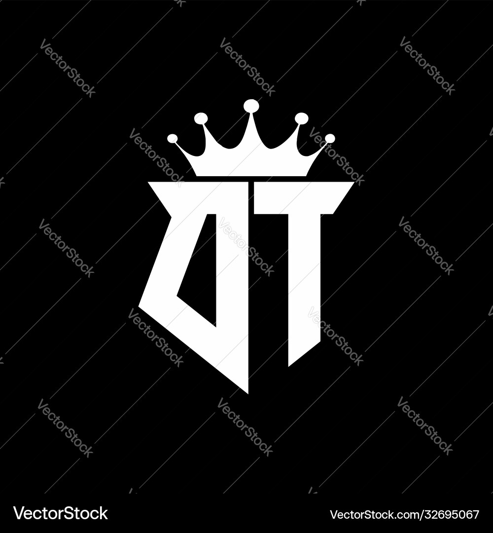 Dt logo monogram shield shape with crown design Dt logo monogram shield shape with crown design Vector Image