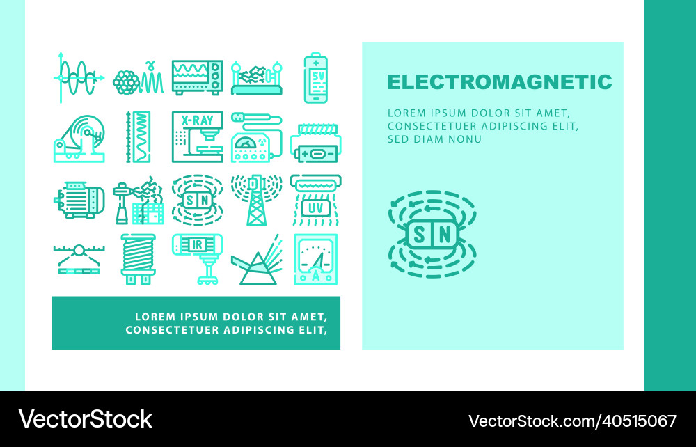 Electromagnetic science physics landing header Electromagnetic science physics landing header vector image