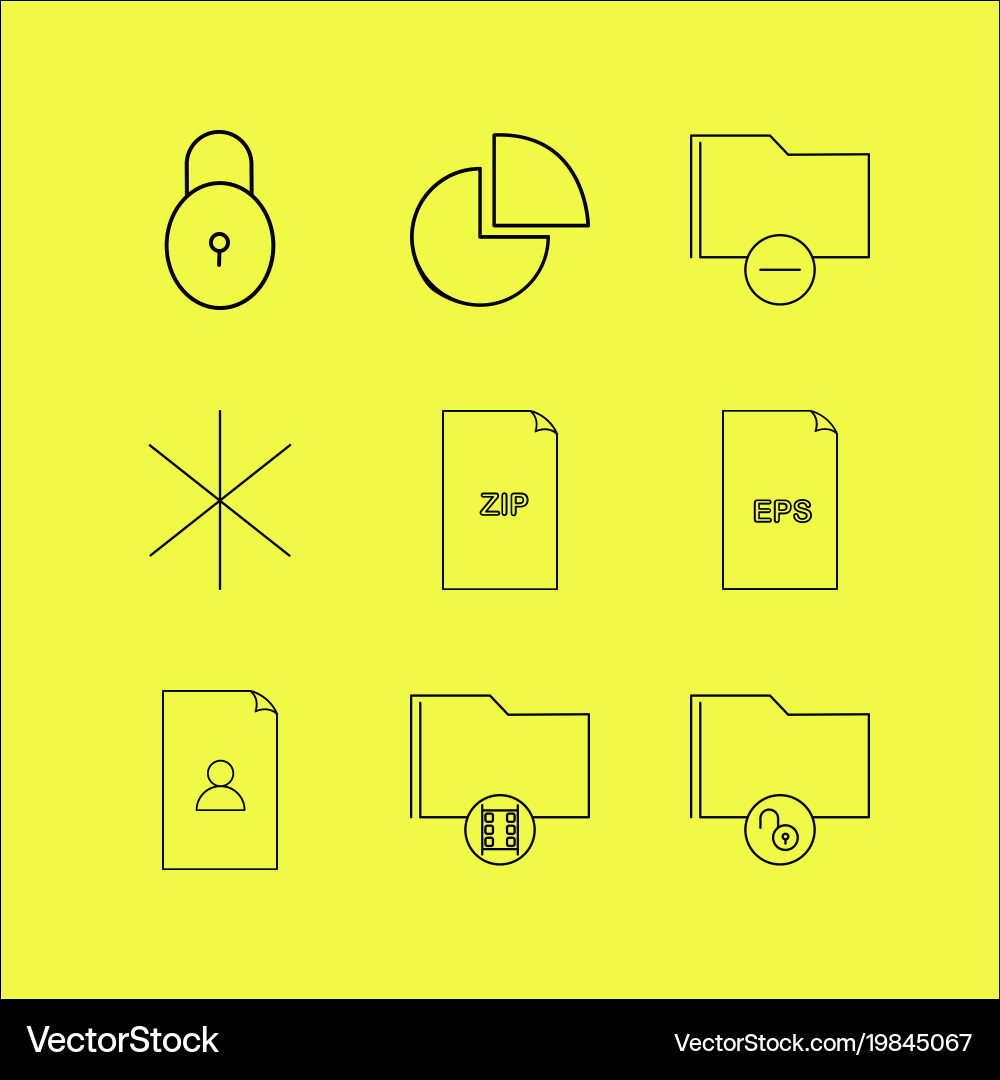 Files and folders linear icon set simple outline vector image