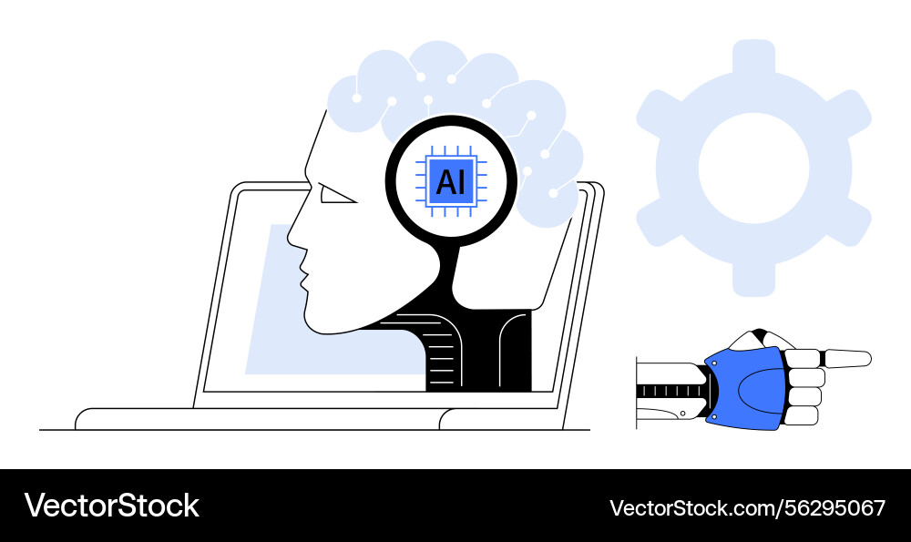 Human-ai integration with technology concepts Human-ai integration with technology concepts vector image
