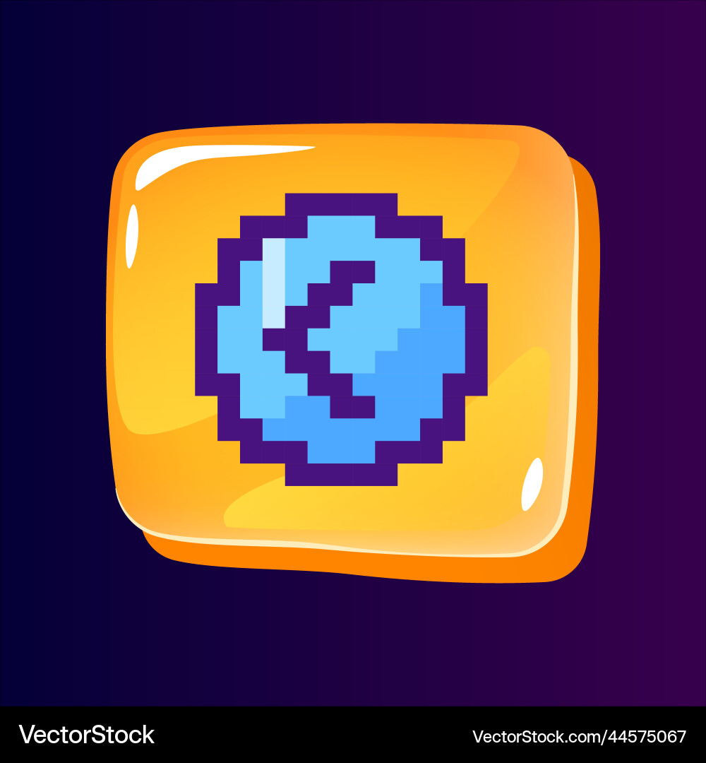 Left side pointer glossy ui button with pixelated Vector Image