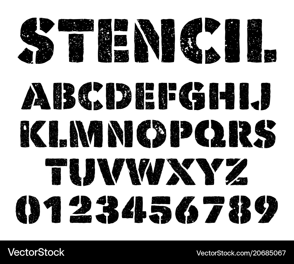 Military Stencil Numbers & Letters vector image