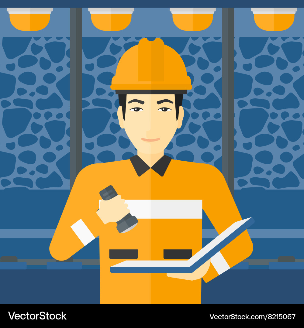 Miner checking documents vector image