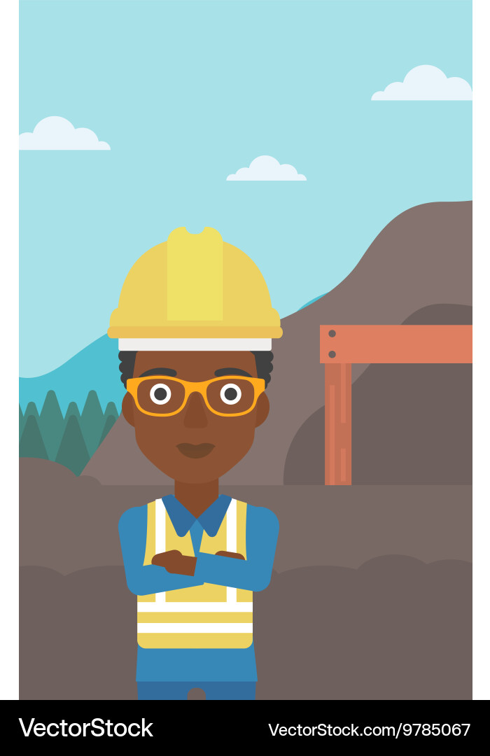 Miner with mining equipment on background vector image