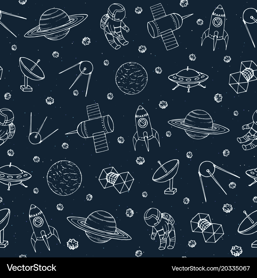 Seamless pattern with space elements vector image
