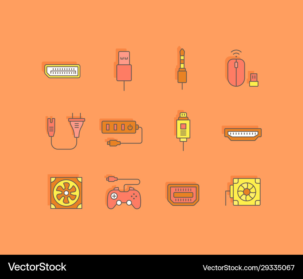Set simple line icons upgrading computer Set simple line icons upgrading computer vector image