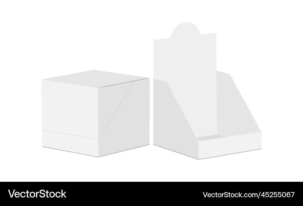 Square counter display box opened and closed vector image
