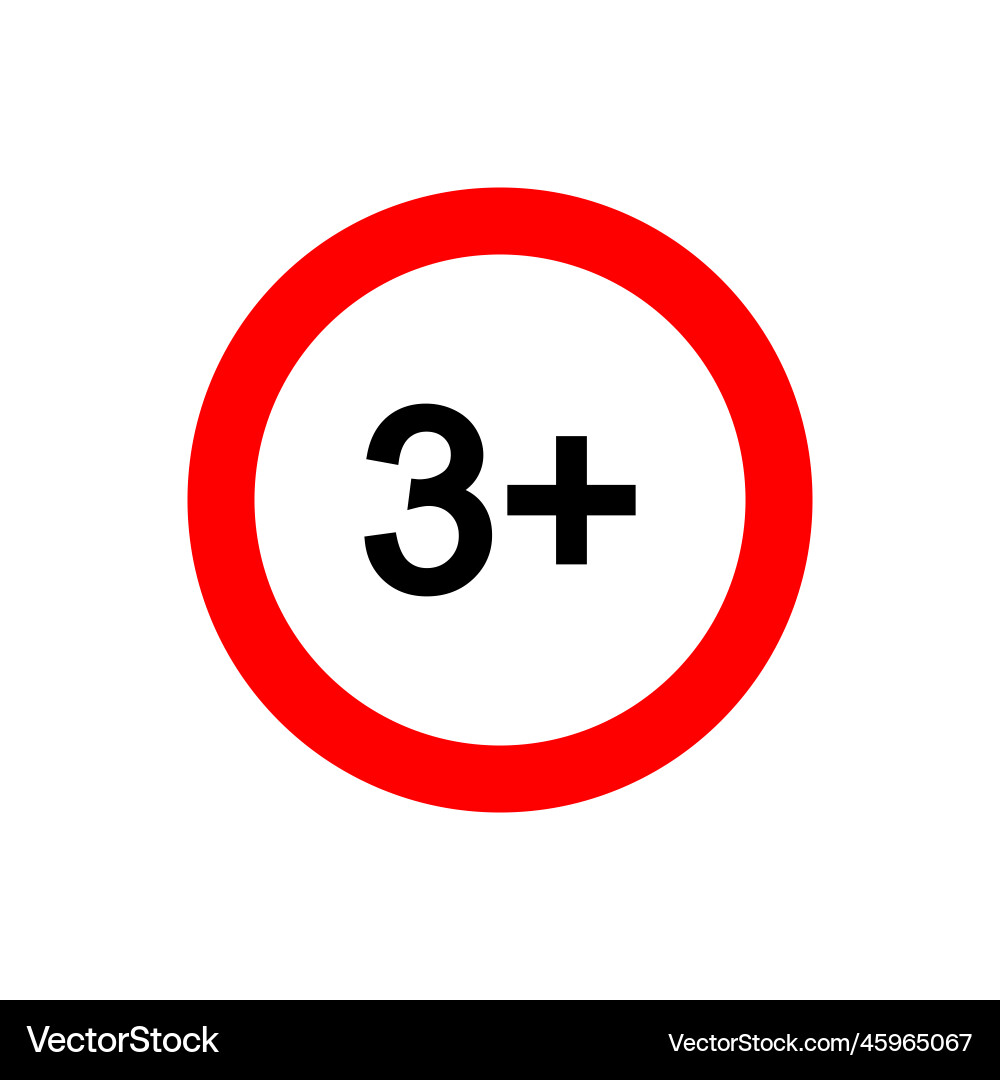 Three plus icon number 3 in red circle isolated Three plus icon number 3 in red circle isolated Vector Image